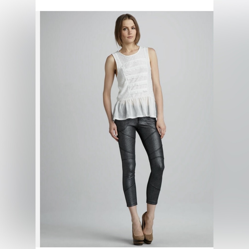 Free People Pre-owned Metalic Moto Skinny Pants size 26